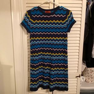 Missoni for Target Chevron Striped Sweater Dress Blue Pink Mini XS